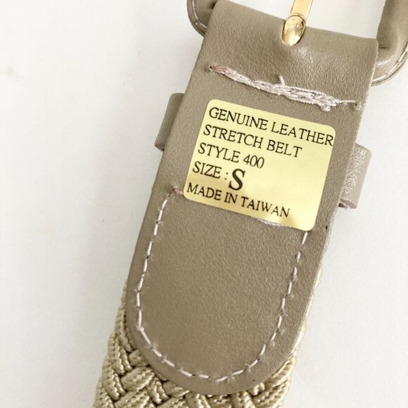 Vintage Braided Womens Belt Cream Beige Tan Size 30 S/M 27-33" Leather Taiwan - Picture 9 of 11